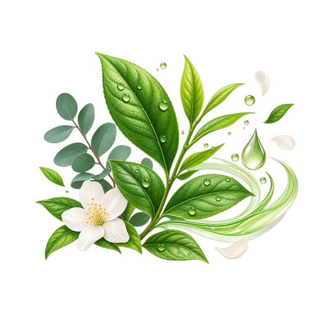 Fresh green leaves and blossom